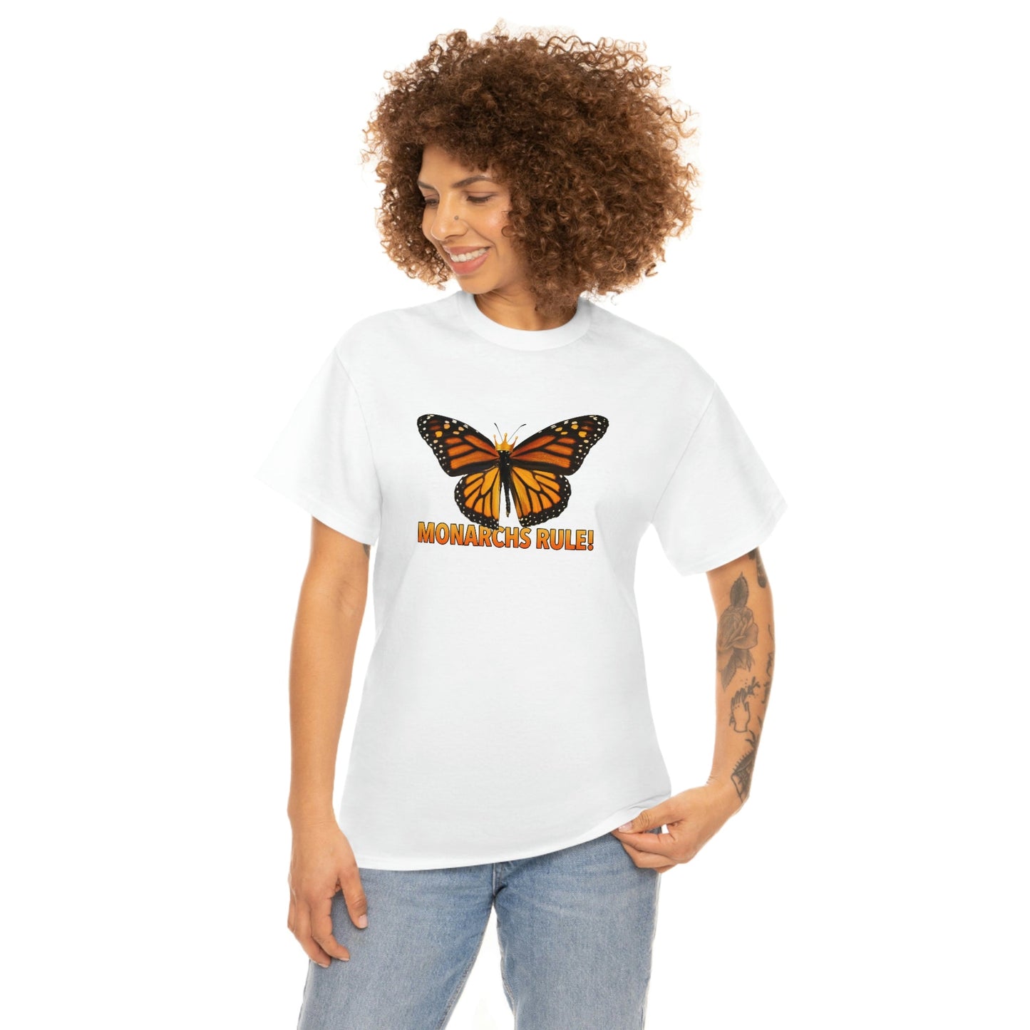 Monarchs Rule Unisex Heavy Cotton Tee butterfly Butterflies Insect Royalty Royals