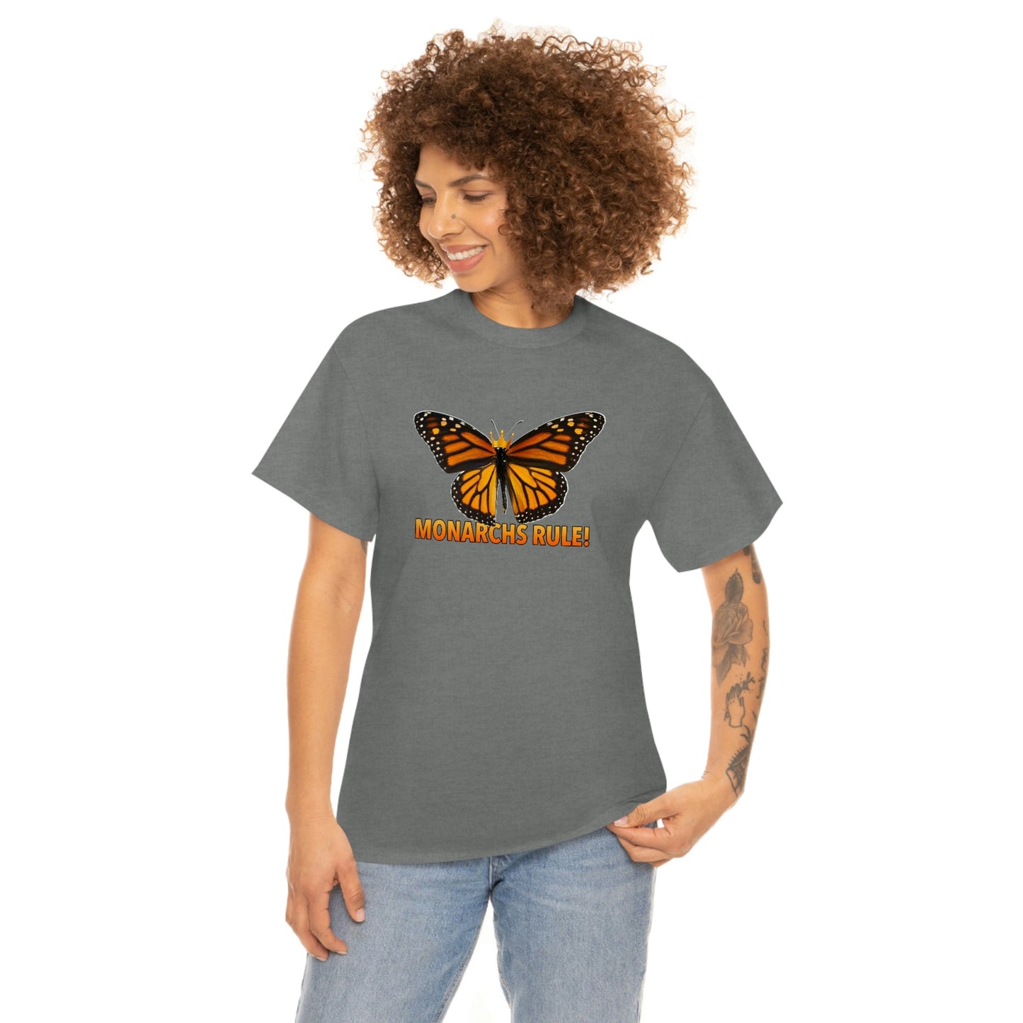 Monarchs Rule Unisex Heavy Cotton Tee butterfly Butterflies Insect Royalty Royals