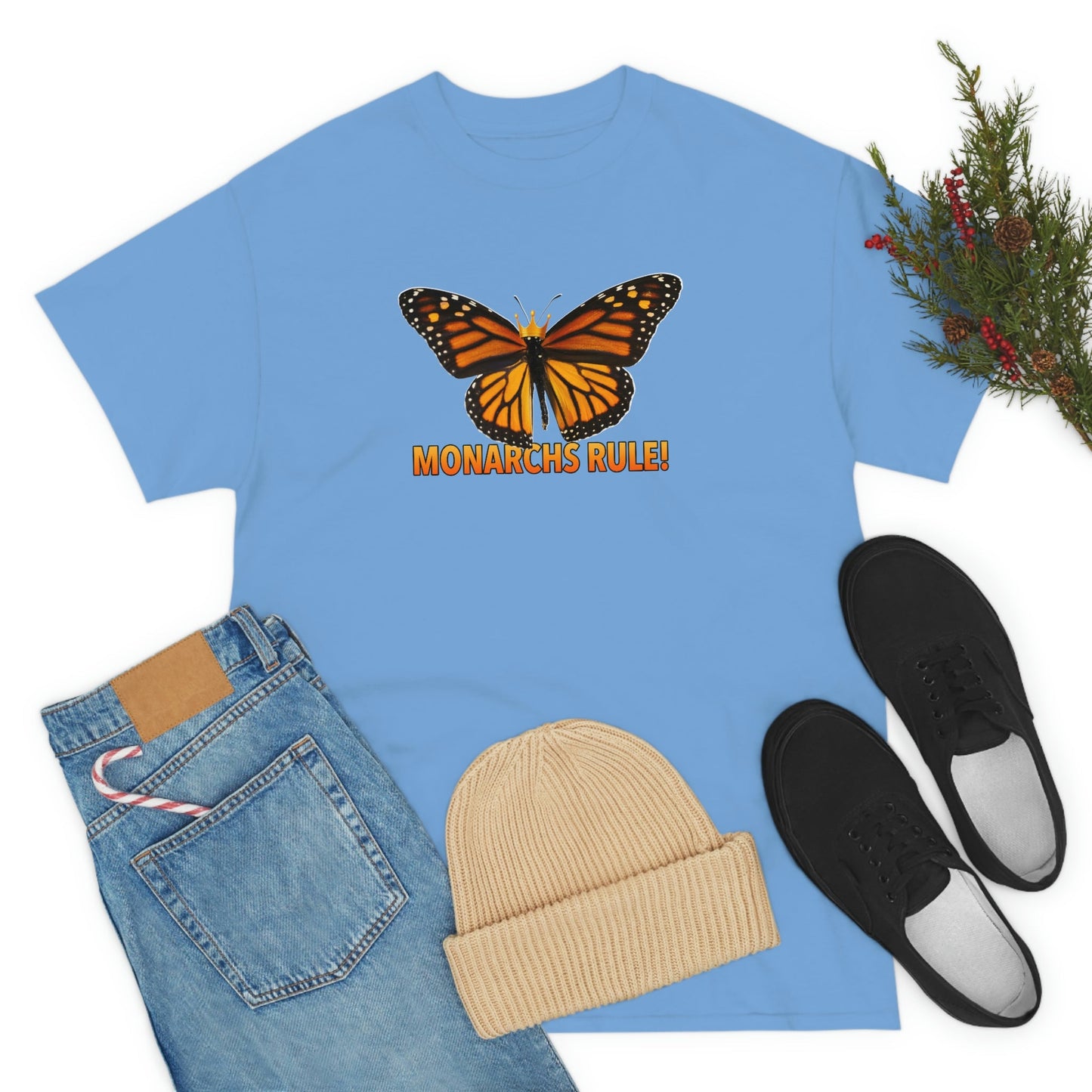 Monarchs Rule Unisex Heavy Cotton Tee butterfly Butterflies Insect Royalty Royals