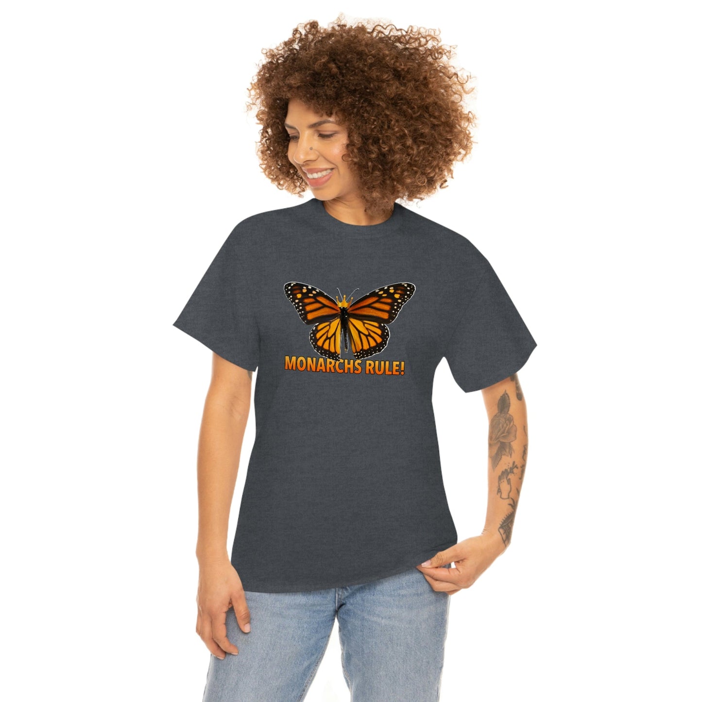 Monarchs Rule Unisex Heavy Cotton Tee butterfly Butterflies Insect Royalty Royals