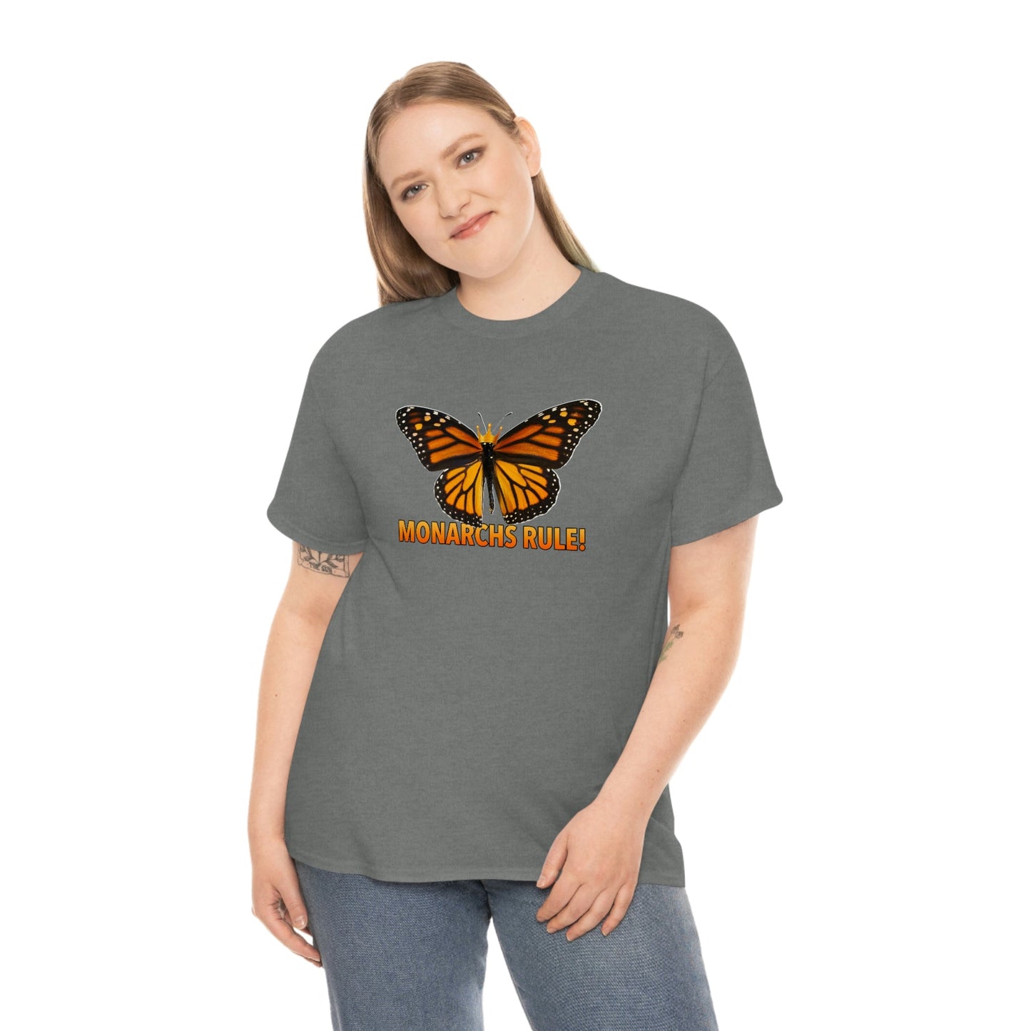 Monarchs Rule Unisex Heavy Cotton Tee butterfly Butterflies Insect Royalty Royals