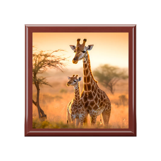 Mother Giraffe with Her Baby Jewelry Keepsake Box