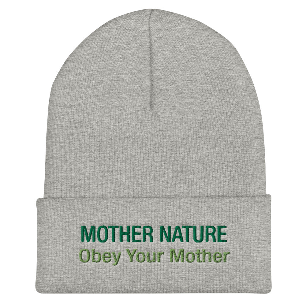 Mother Nature Cuffed Beanie - Obey Your Mother | You know a climate activist that will love this nature hat