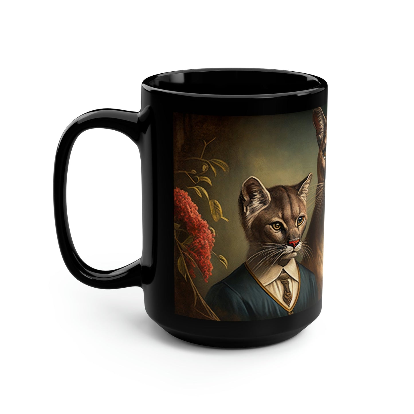 Mountain Lion Cougar Puma Family Portrait - 15 oz Coffee Mug