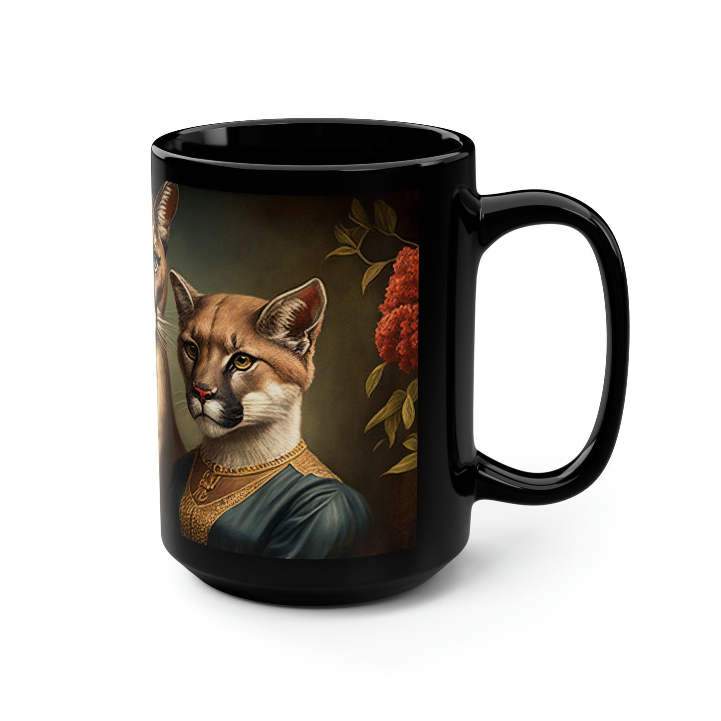 Mountain Lion Cougar Puma Family Portrait - 15 oz Coffee Mug