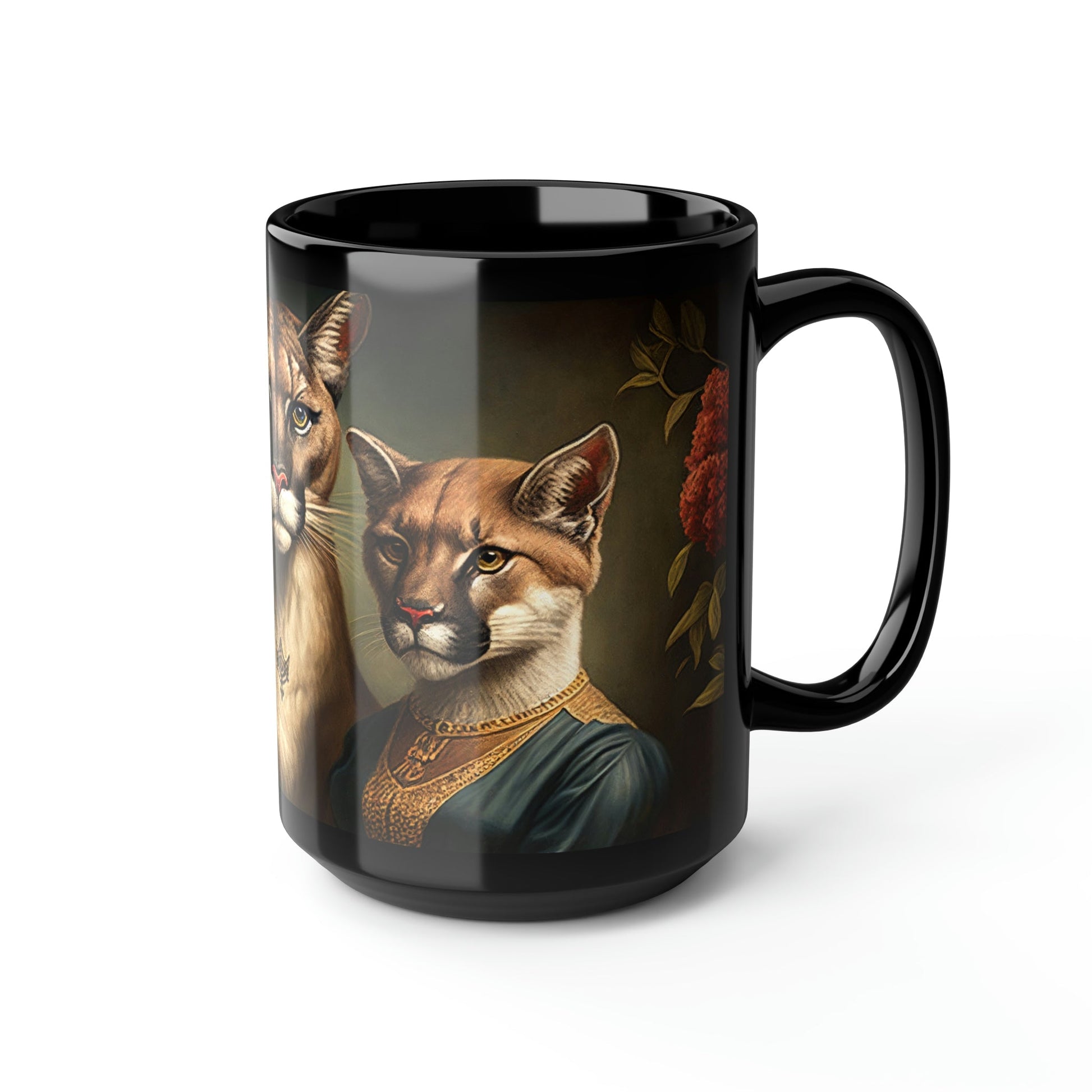 Mountain Lion Cougar Puma Family Portrait - 15 oz Coffee Mug