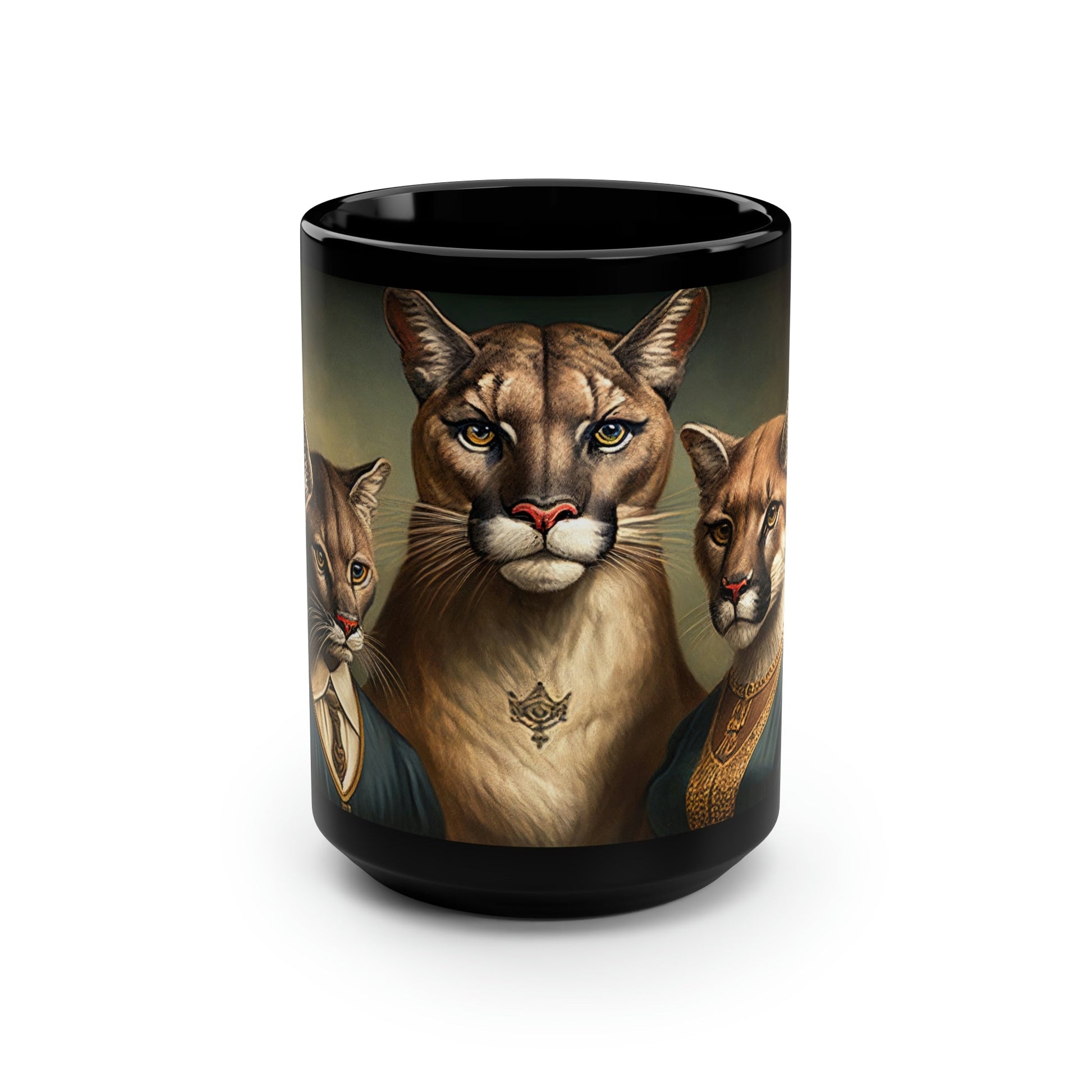 Mountain Lion Cougar Puma Family Portrait - 15 oz Coffee Mug