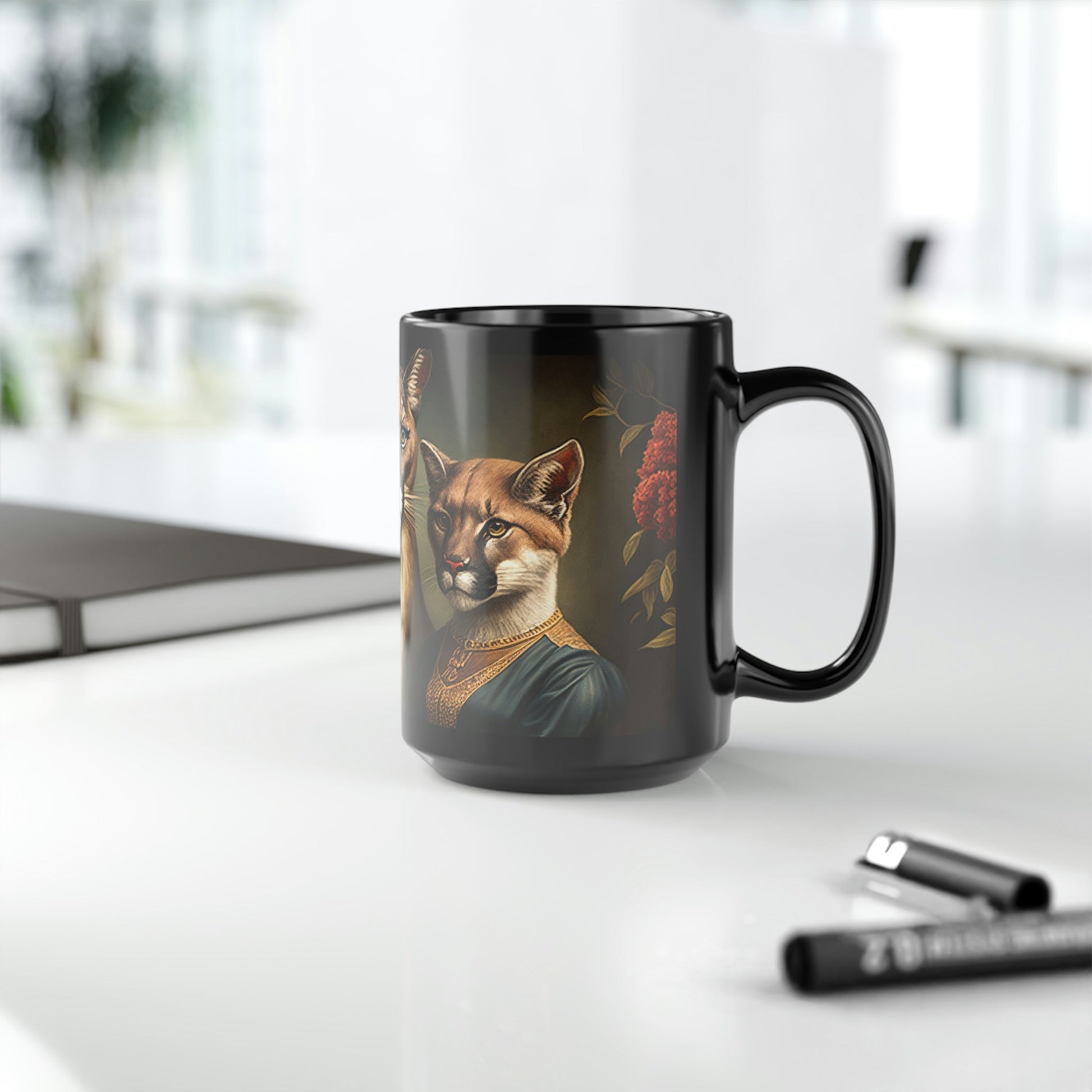 Mountain Lion Cougar Puma Family Portrait - 15 oz Coffee Mug