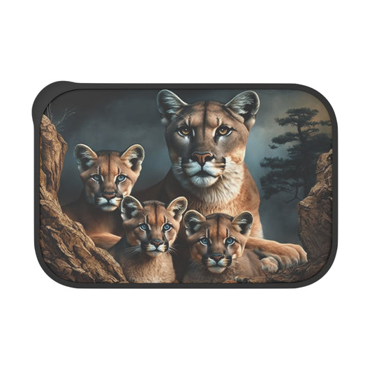 Mountain Lion Mother and Kittens | PLA Bento Box with Band and Utensils