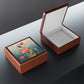 Naturism Bird among Wildflowers in Minimalist Style Art Print Jewelry Keepsake Trinkets Box
