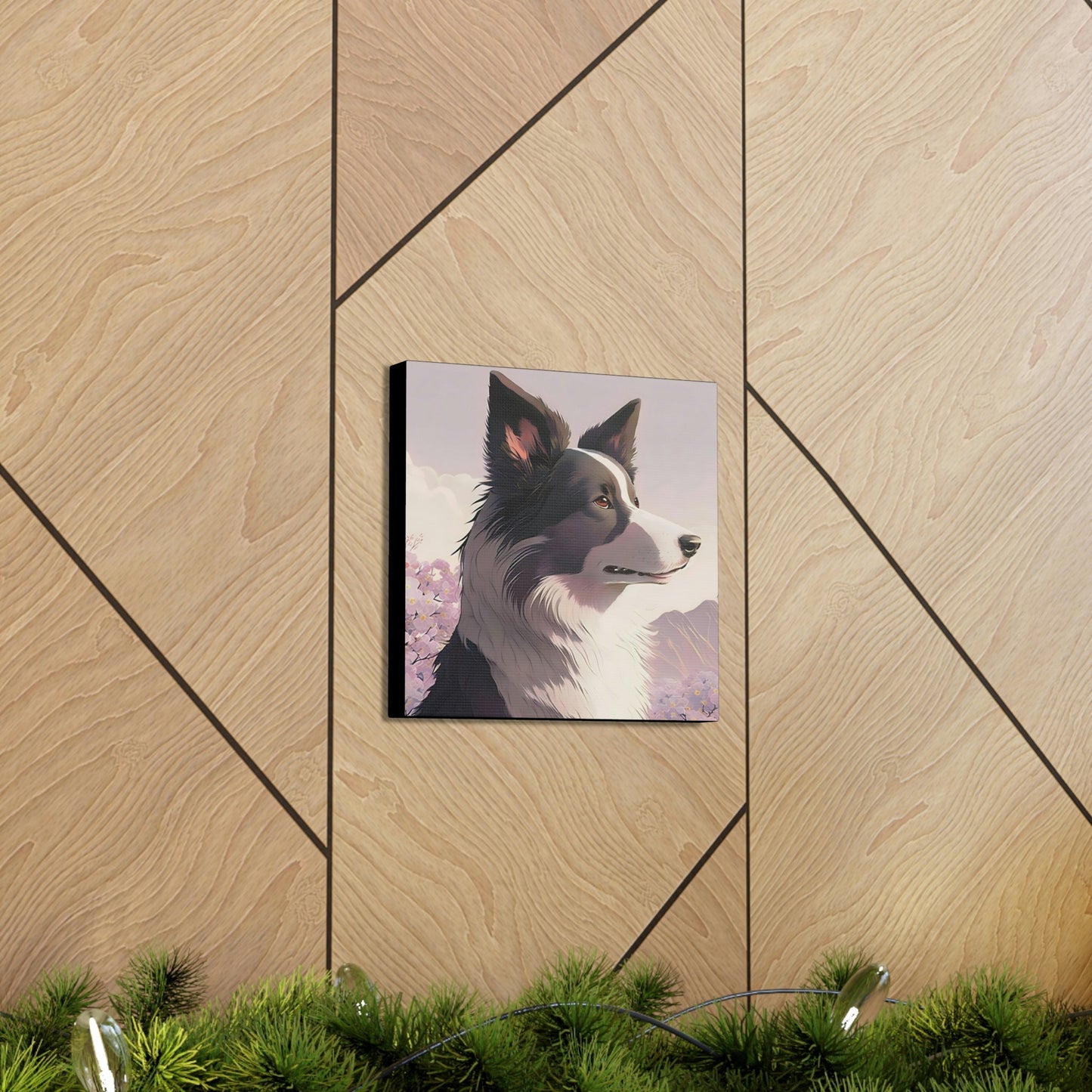 Noble Border Collie with Mountain Background Frame Canvas Gallery Wraps