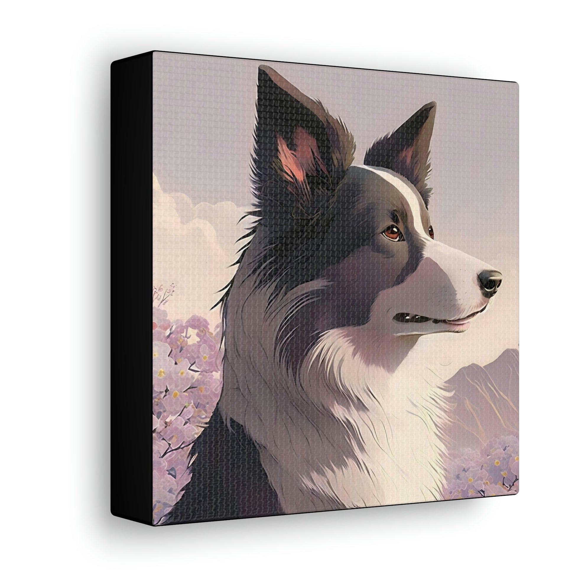 Noble Border Collie with Mountain Background Frame Canvas Gallery Wraps