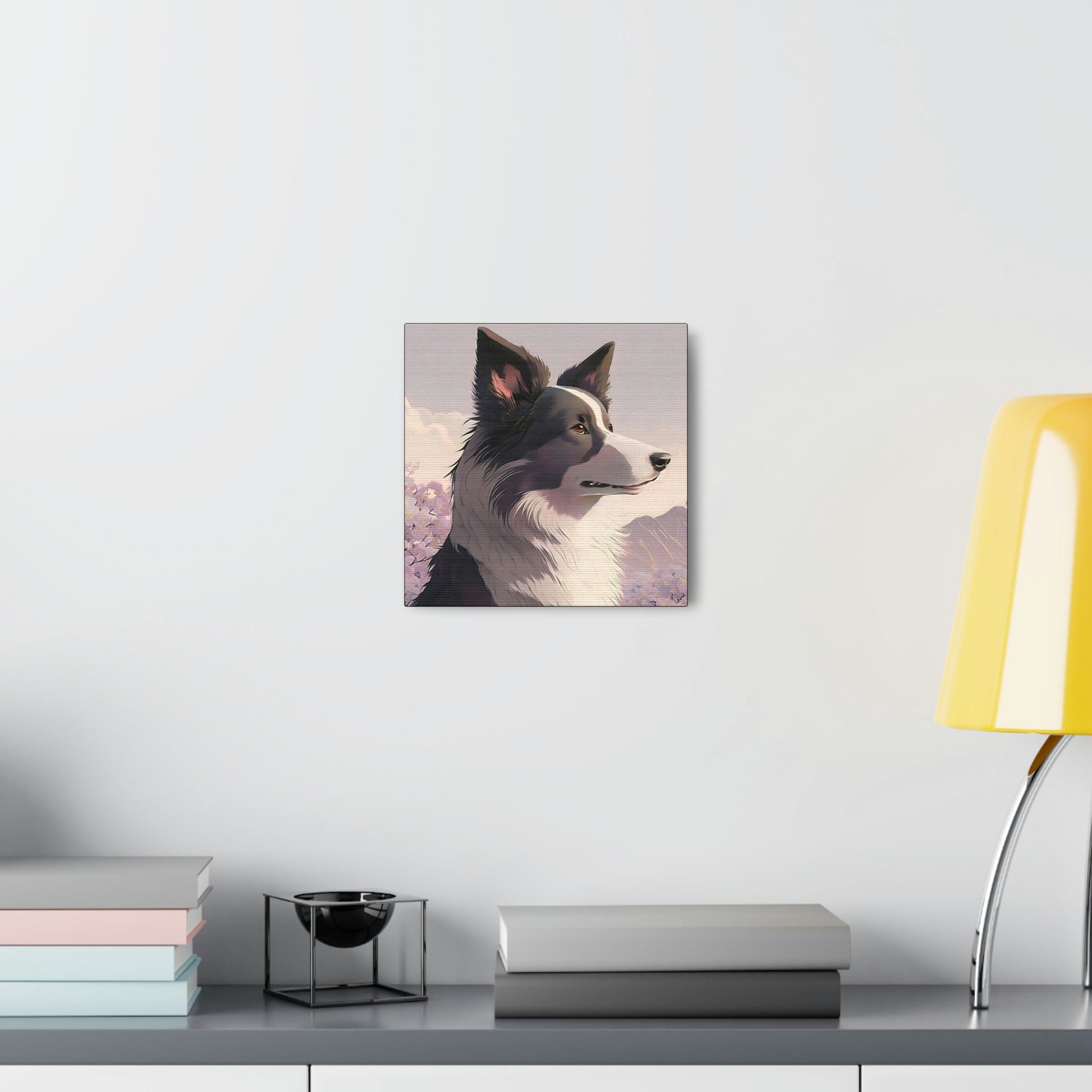 Noble Border Collie with Mountain Background Frame Canvas Gallery Wraps