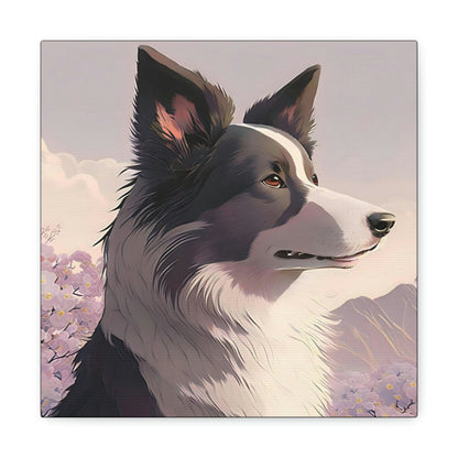 Noble Border Collie with Mountain Background Frame Canvas Gallery Wraps