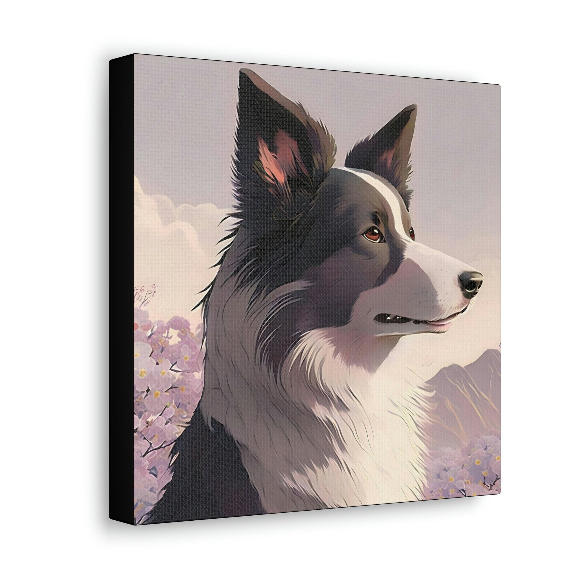 Noble Border Collie with Mountain Background Frame Canvas Gallery Wraps