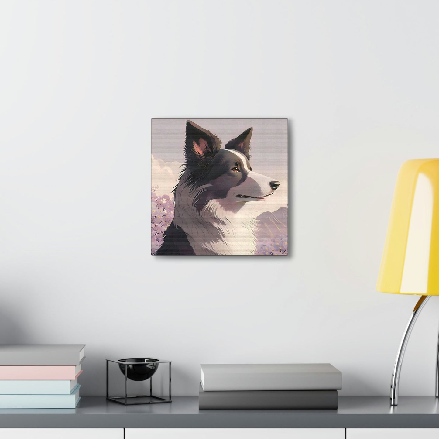 Noble Border Collie with Mountain Background Frame Canvas Gallery Wraps