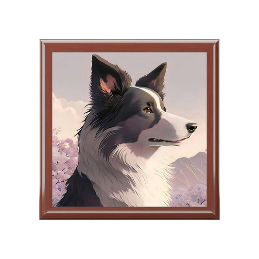 Noble Vintage Border Collie Jewelry Keepsake Box - Jewelry Travel Case, Birthday Gift Mom, Bridal Party Gift, Jewelry Case, Jewelry Box Girls