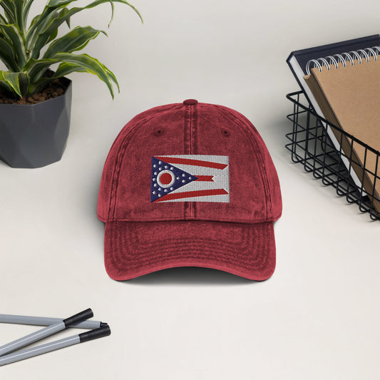 Ohio Flag Vintage Cotton Twill Cap