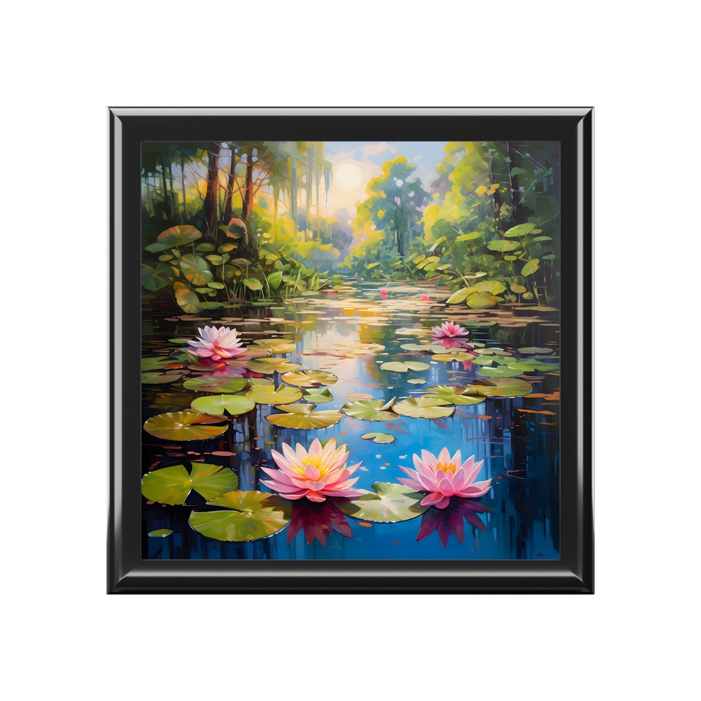 Oil Painting of Pond Art Jewelry Box