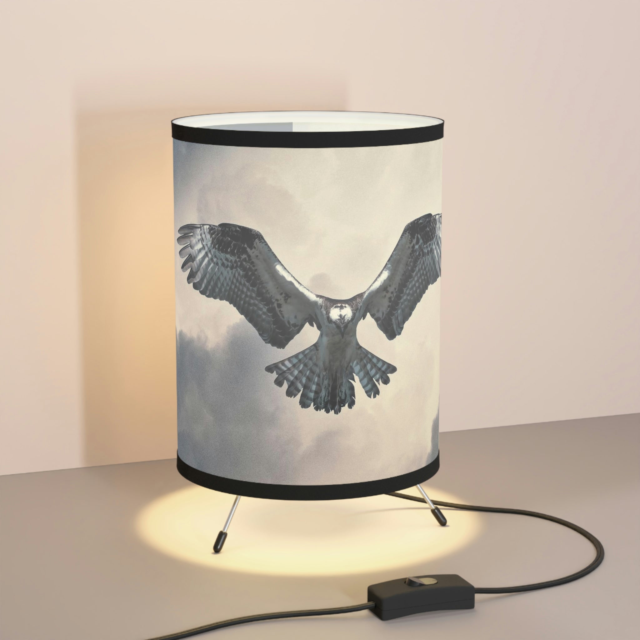 Tripod Lamp with High-Res order Printed Shade, USCA plug