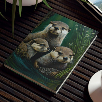 Otter Family Resting Hard Backed Journal