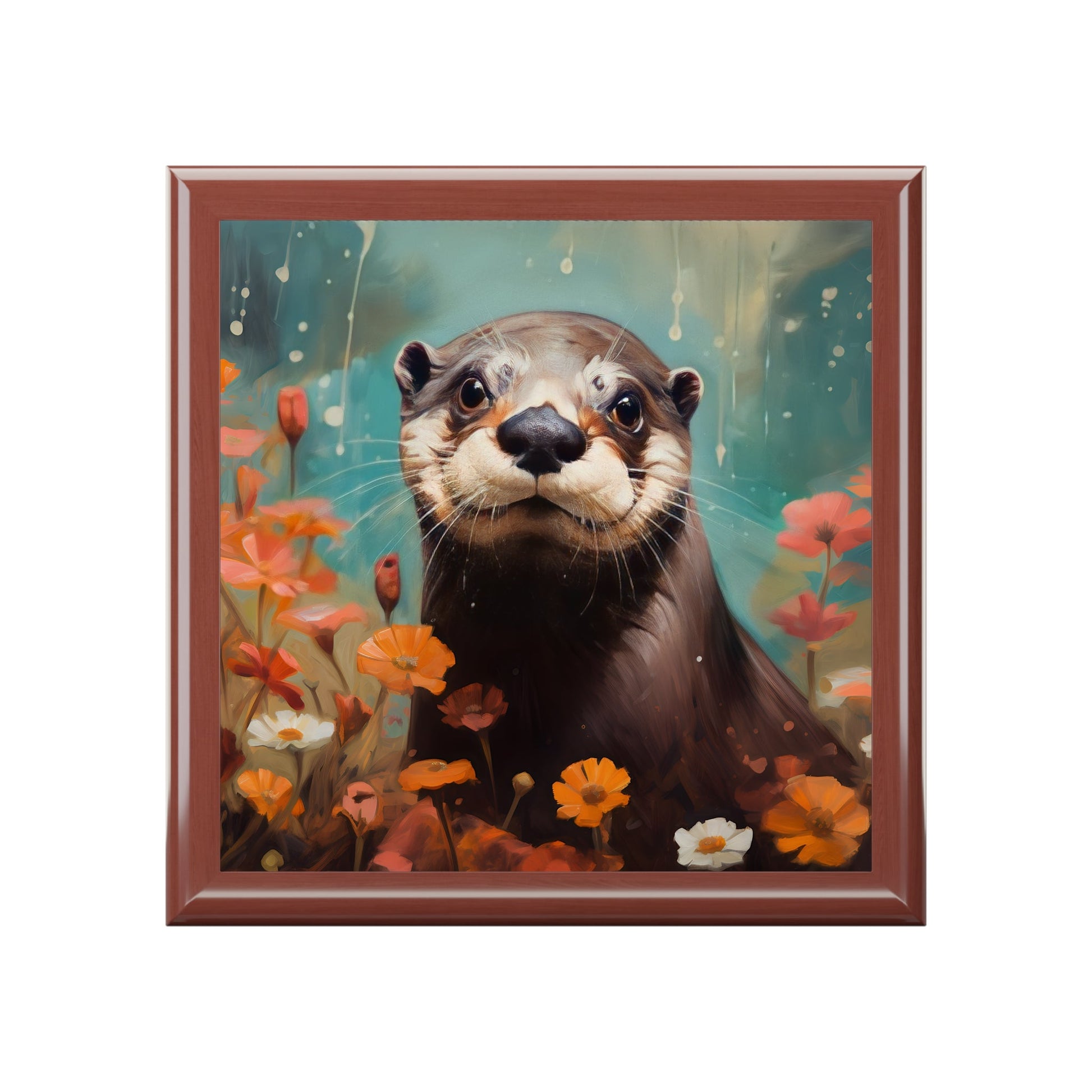 Otter on a Rainy Day Artwork Gift and Jewelry Box