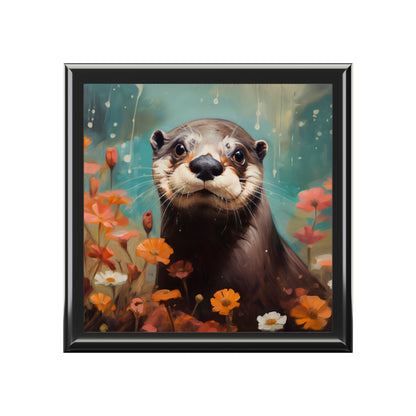 Otter on a Rainy Day Artwork Gift and Jewelry Box