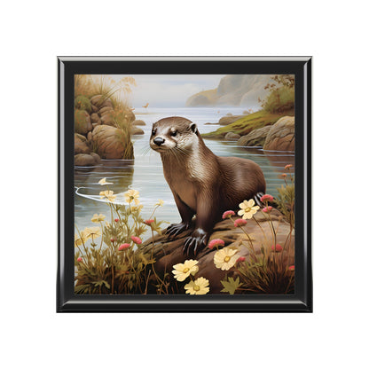 Otter on the Riverbank Artwork Gift and Jewelry Box