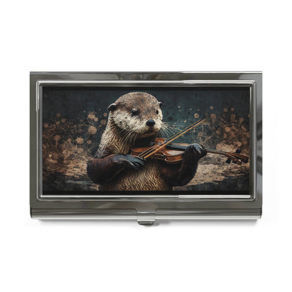 Otter Playing Violin Business Card Holder