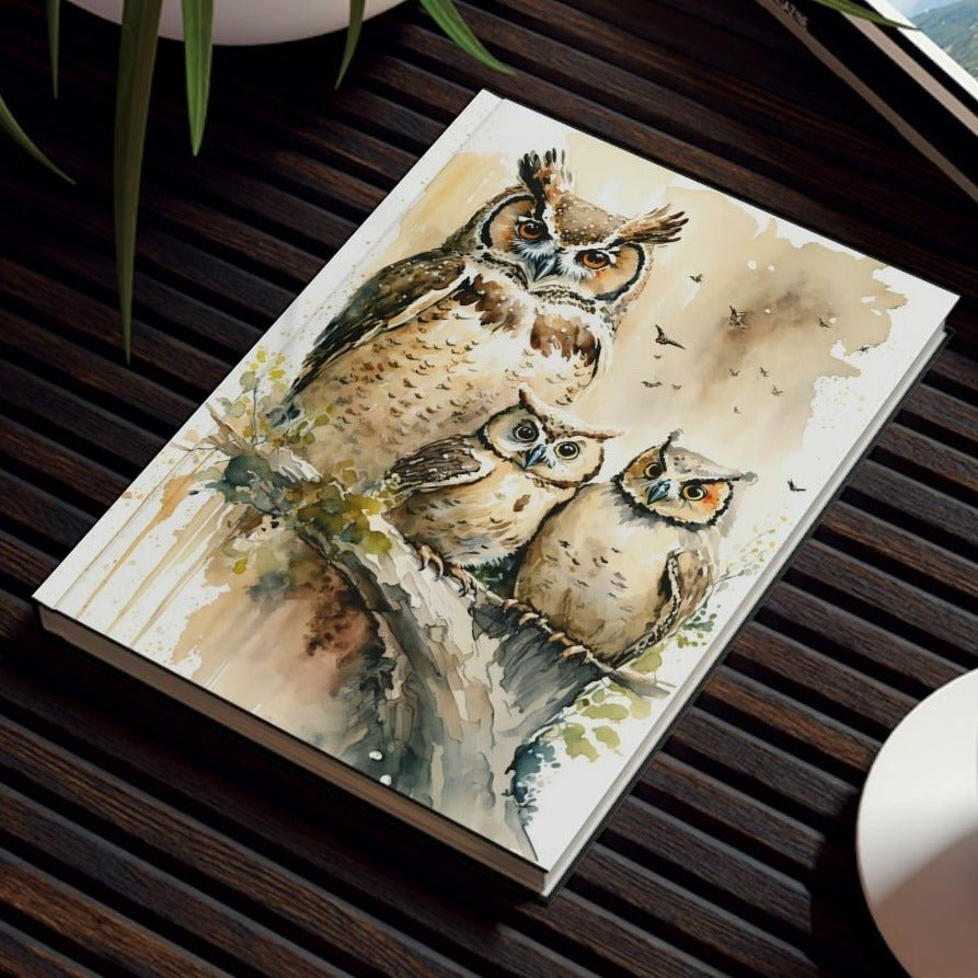Owl Inspirations - Watercolor Owl Family - Hard Backed Journal