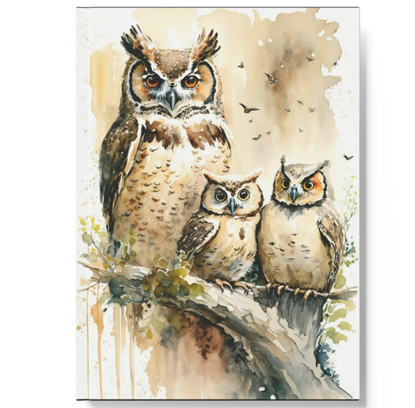 Owl Inspirations - Watercolor Owl Family - Hard Backed Journal