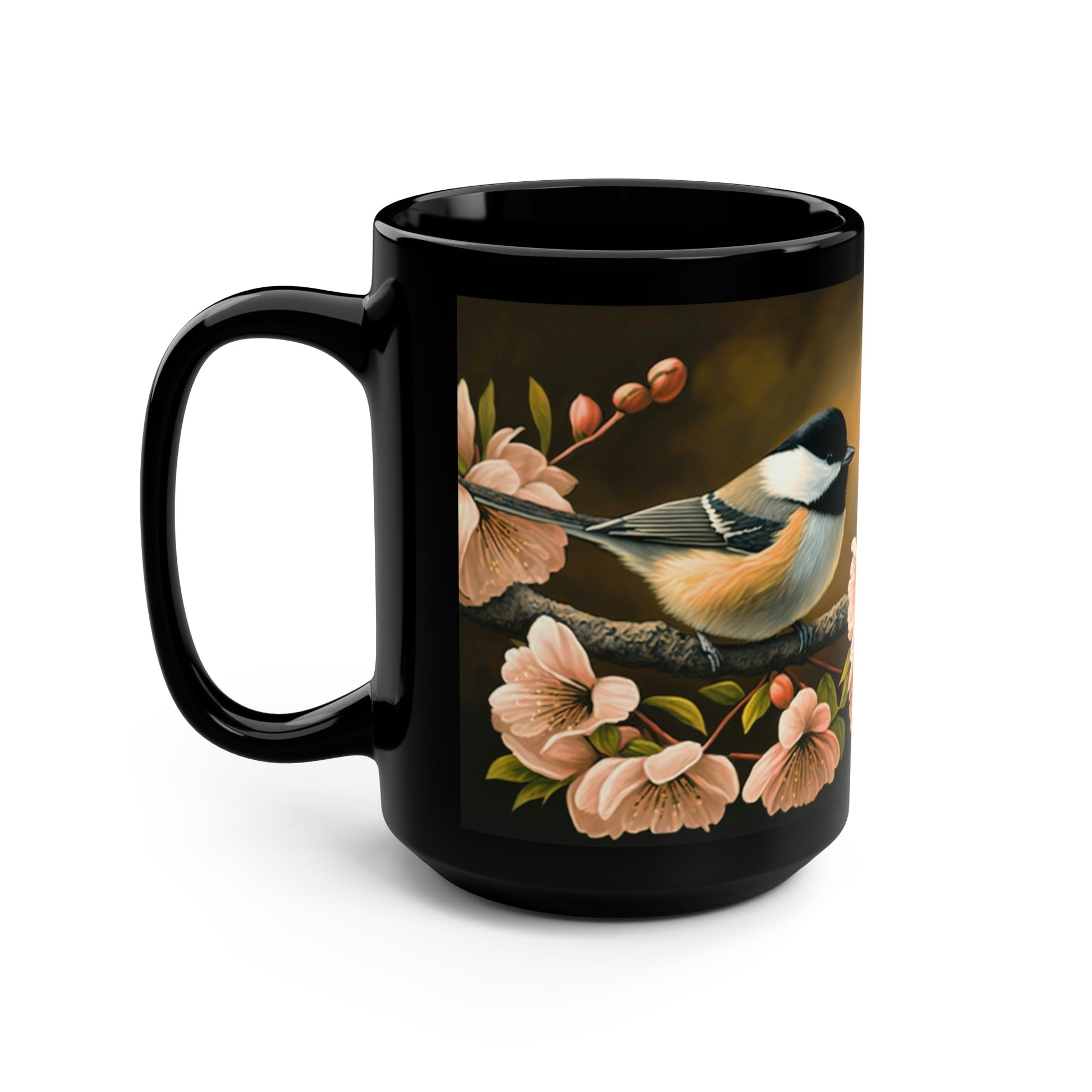 Pair of Chickadees on a Flowering Crabapple Tree - 15 oz Coffee Mug