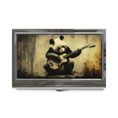 Panda Bear Playing Guitar Business Card Holder