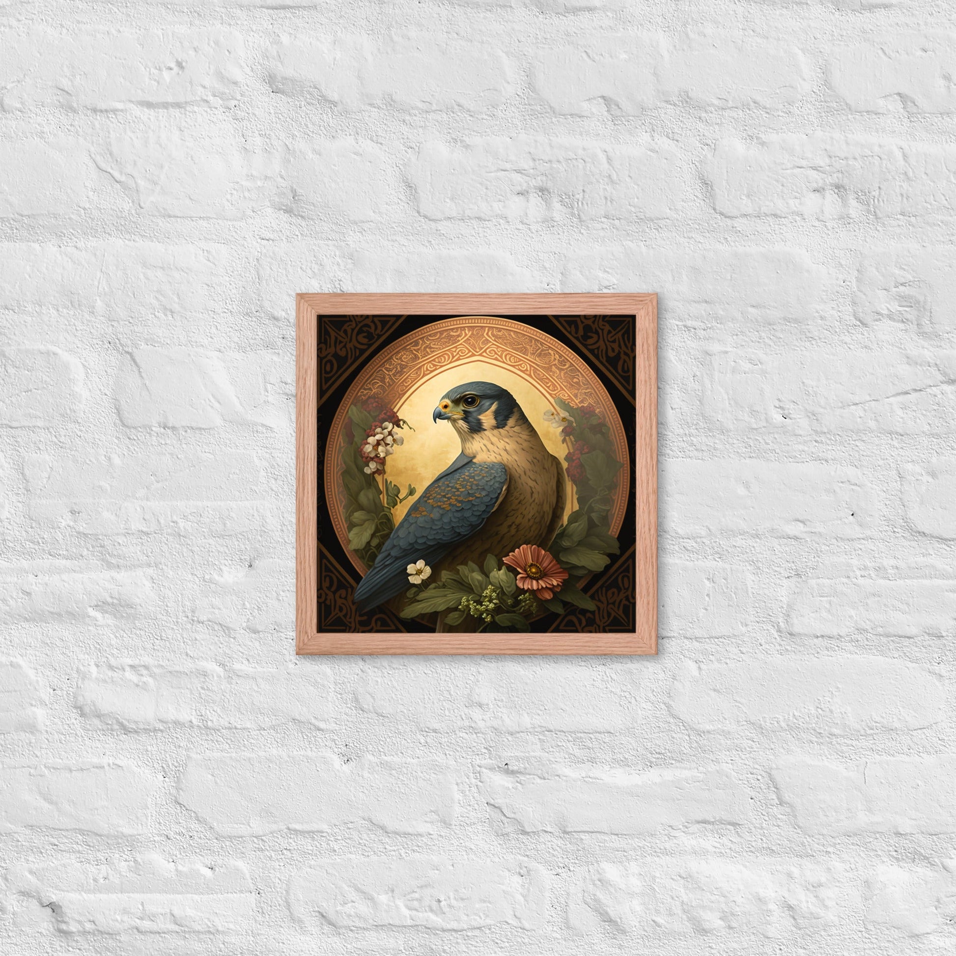 Peregrine Falcon Mucha-Style Print I Framed Poster