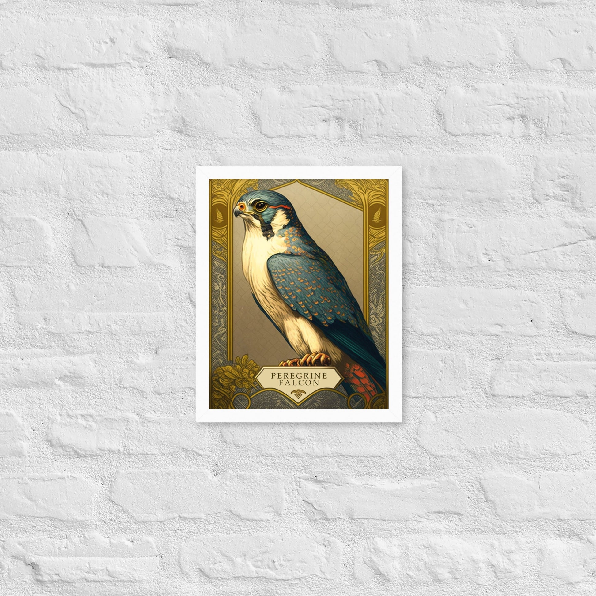 Peregrine Falcon Mucha-Style Print IV Framed Poster