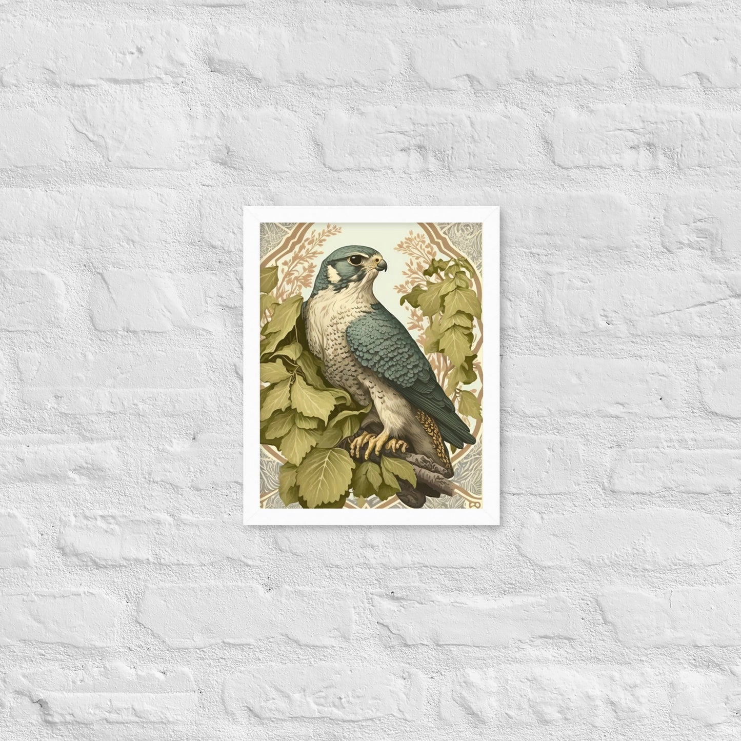Peregrine Falcon Mucha-Style Print V Framed Poster