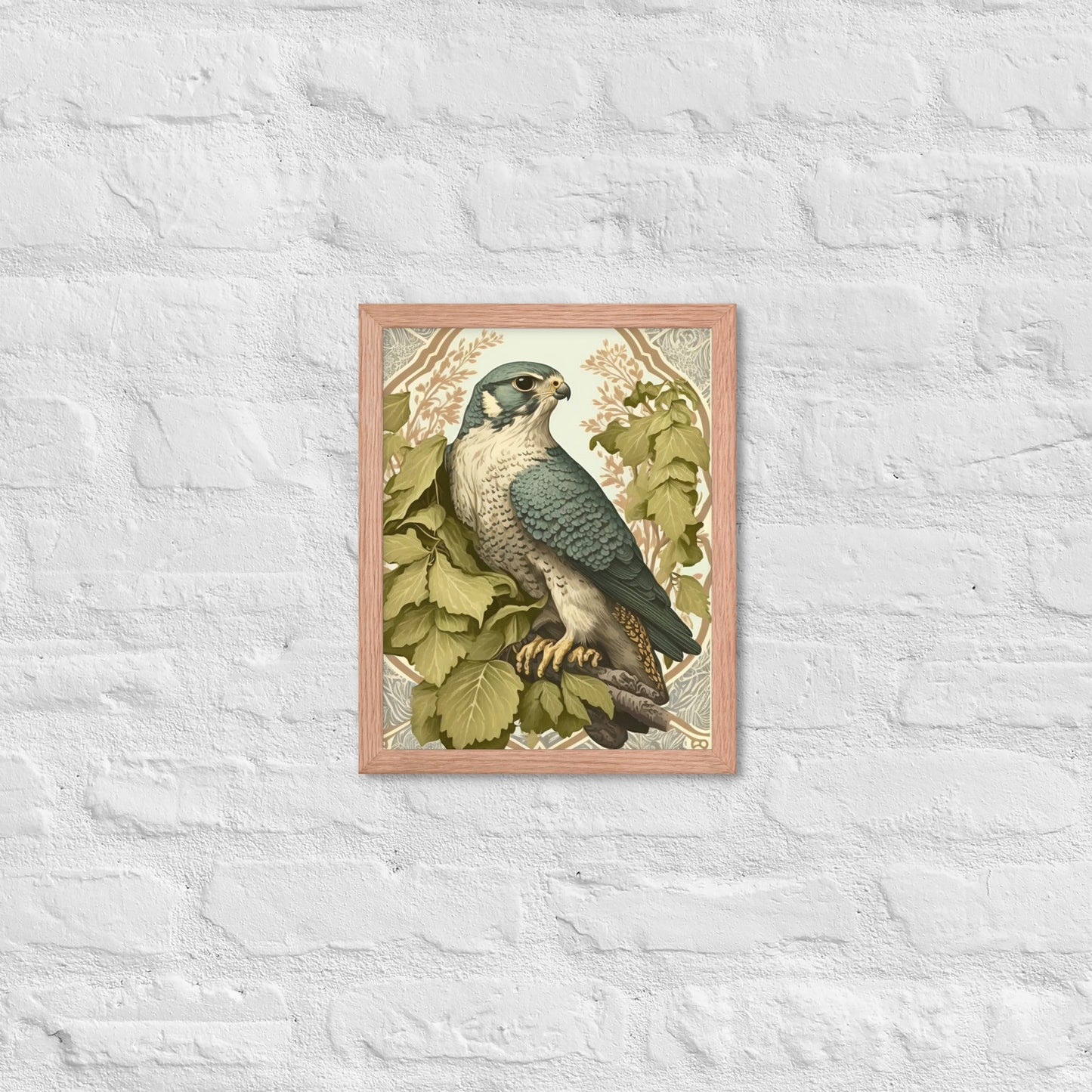 Peregrine Falcon Mucha-Style Print V Framed Poster
