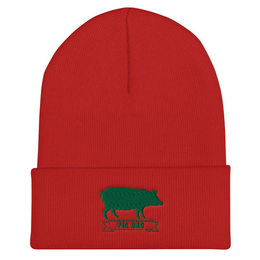 Pig Dad Cuffed Knit Hat proud parent pig hog farmer farming cap hat