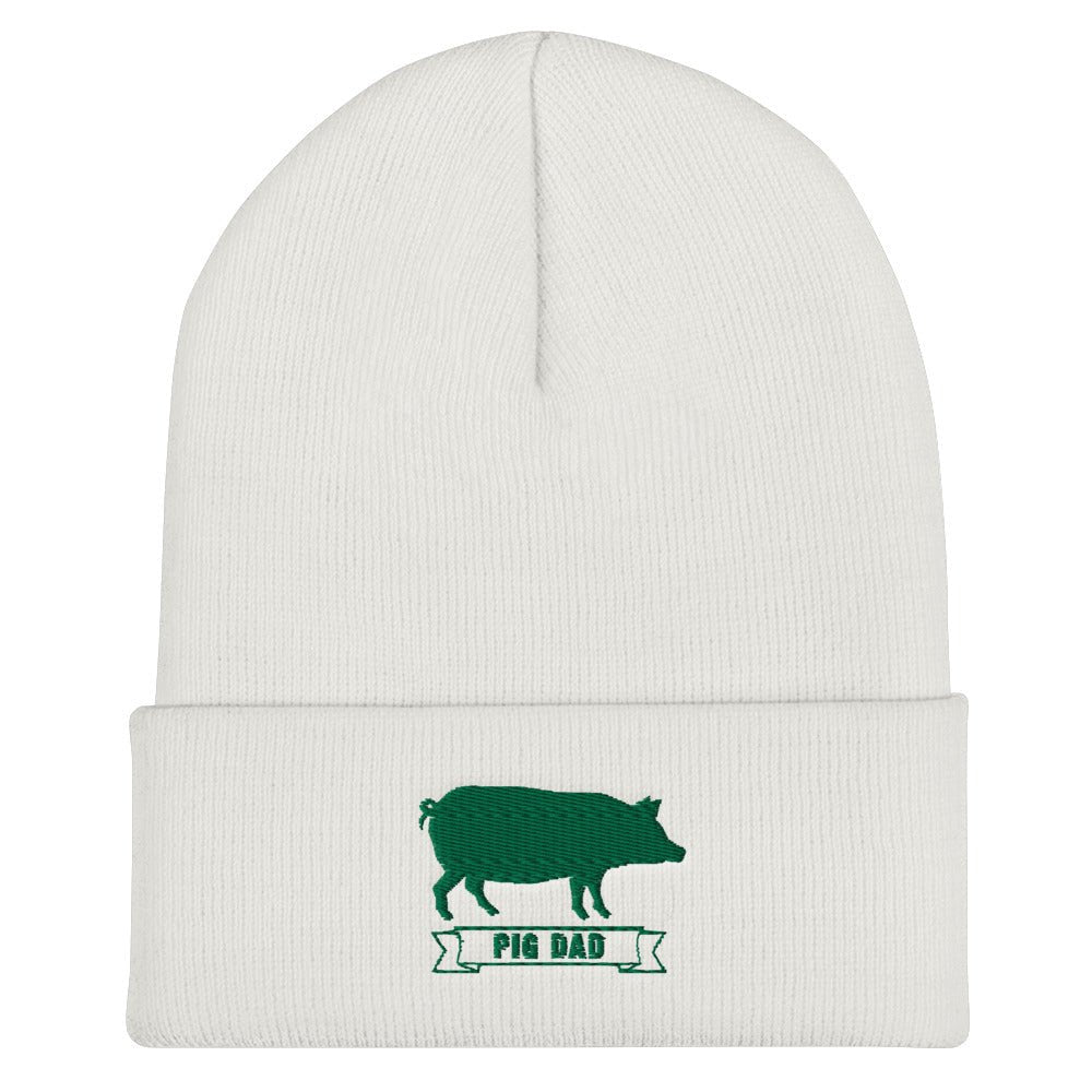 Pig Dad Cuffed Knit Hat proud parent pig hog farmer farming cap hat