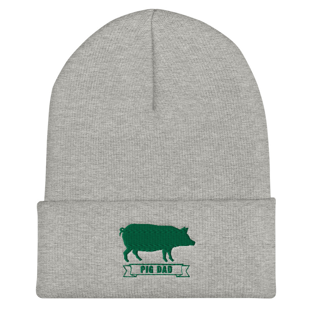 Pig Dad Cuffed Knit Hat proud parent pig hog farmer farming cap hat