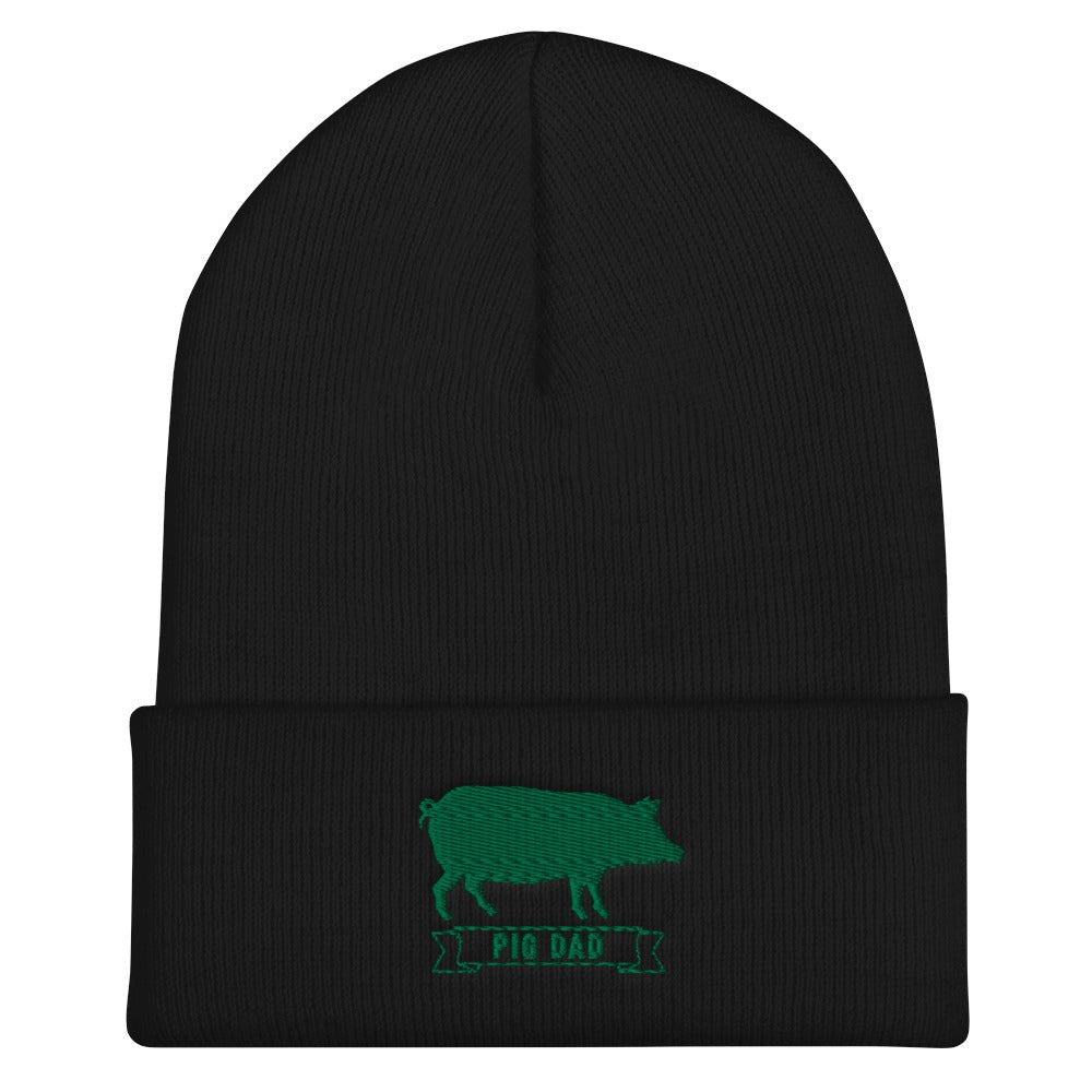 Pig Dad Cuffed Knit Hat proud parent pig hog farmer farming cap hat