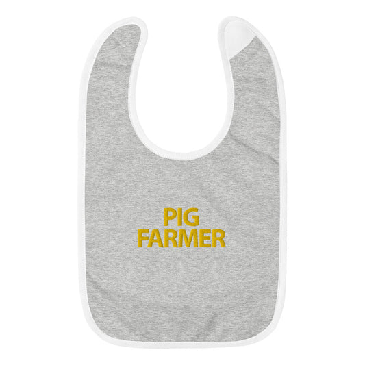 Pig Farmer Embroidered Baby Bib cute tyke tot toddler gift present babies cool classy unique unusual