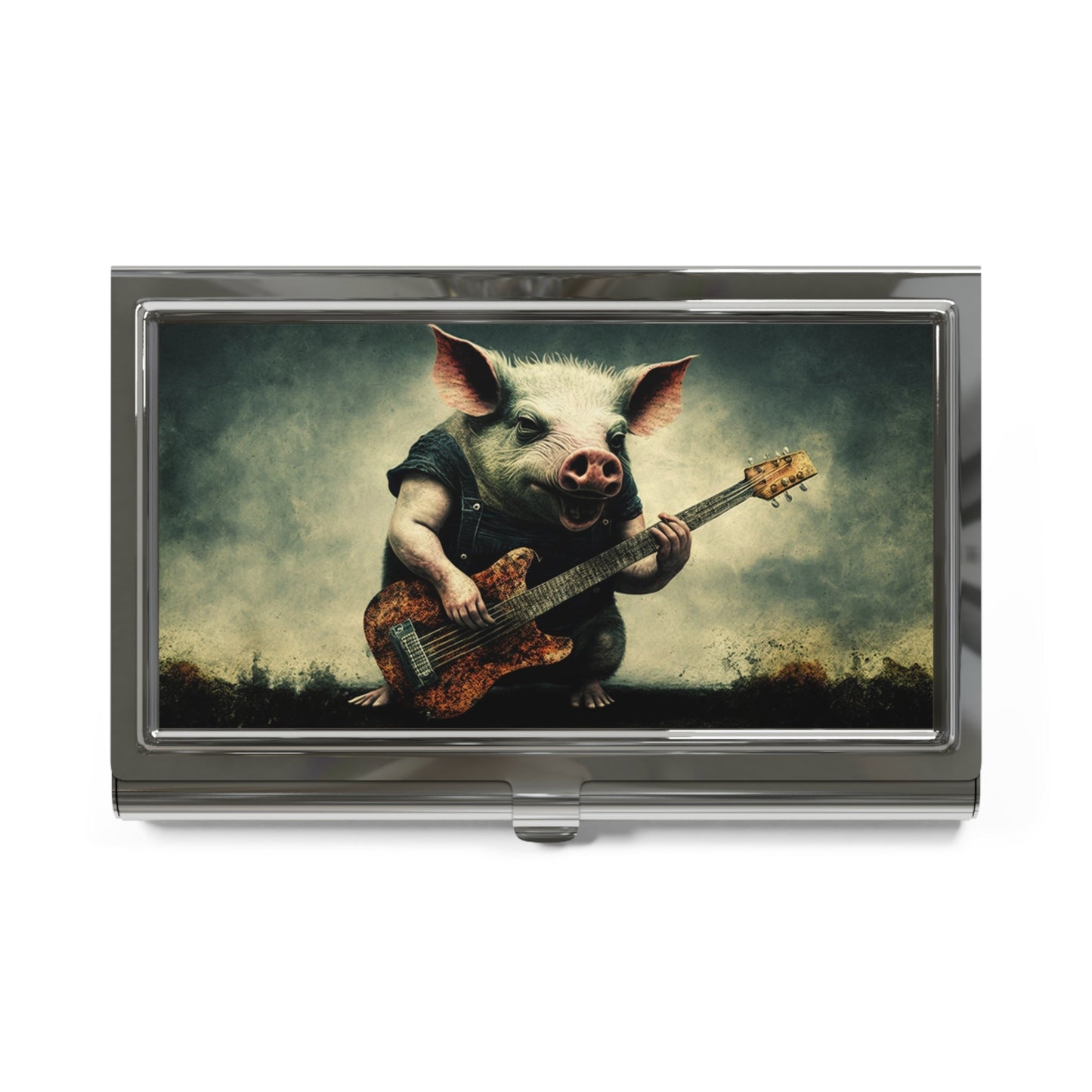 Pig / Hog Playing Guitar Business Card Holder