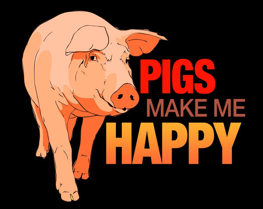Pigs Make Me Happy Black Mug 15oz