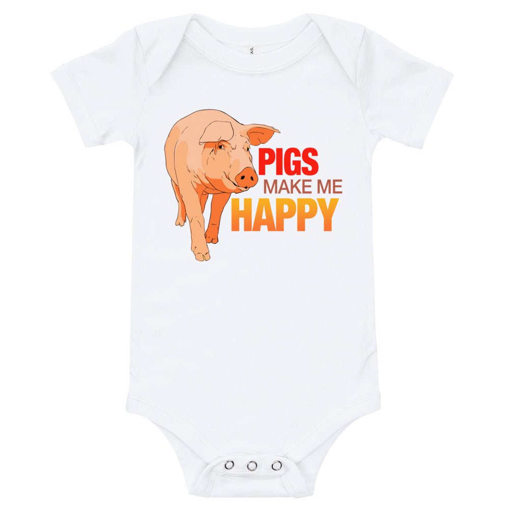 Pigs Make Me Happy Onesie Snap Leg 100% cotton soft pigs farming farmers gift present baby shower unique cool cute
