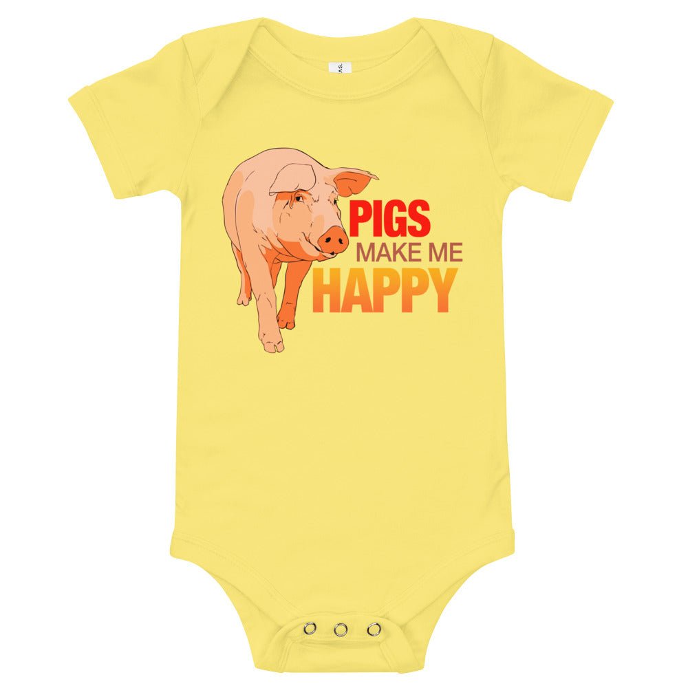Pigs Make Me Happy Onesie Snap Leg 100% cotton soft pigs farming farmers gift present baby shower unique cool cute