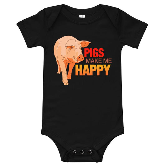 Pigs Make Me Happy Onesie Snap Leg 100% cotton soft pigs farming farmers gift present baby shower unique cool cute