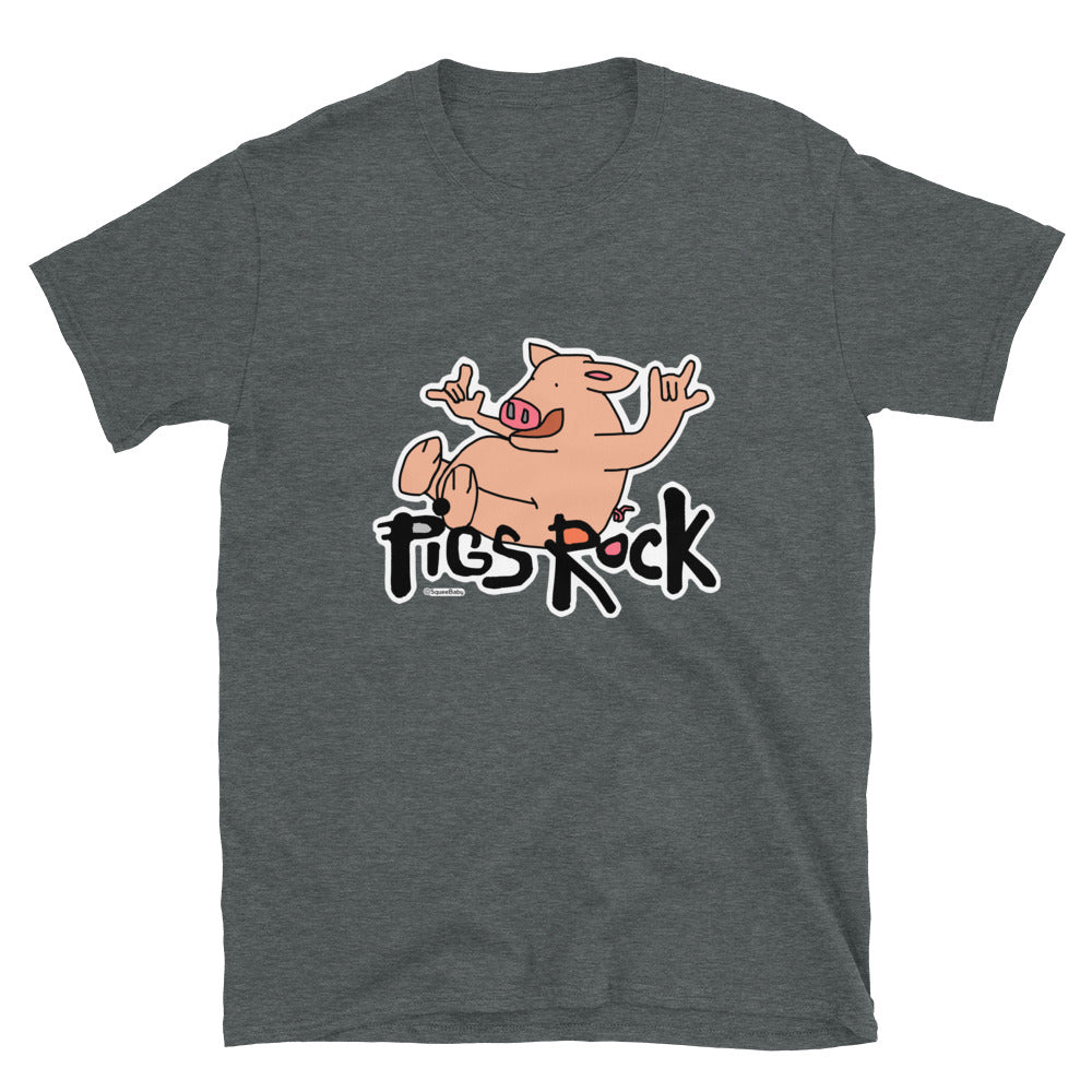 PIGS Rock! Short-Sleeve Unisex T-Shirt Cool Tee Rock star Pigs Sick Prize pig Tee Shirt