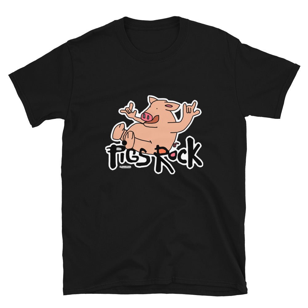 PIGS Rock! Short-Sleeve Unisex T-Shirt Cool Tee Rock star Pigs Sick Prize pig Tee Shirt