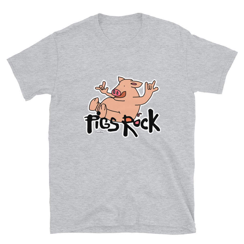 PIGS Rock! Short-Sleeve Unisex T-Shirt Cool Tee Rock star Pigs Sick Prize pig Tee Shirt